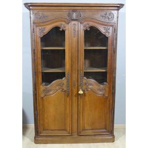 18th Century Regency Carved Oak Wood Paneled Display Cabinet