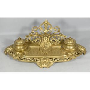 Napoleon III Gilt Bronze Inkwell, 19th Century