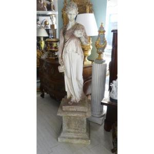 Hebe, Large Garden Sculpture In Cement Stone, Goddess, Early 20th Century