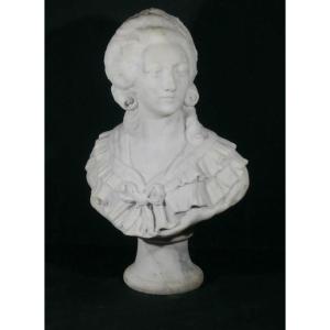 Marble Bust Of A Young Woman Signed A Bartel, 19th Century 