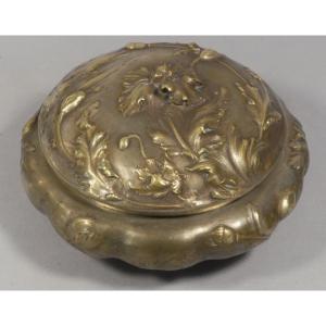 Lerolle Frères, Poppy Box In Double Patinated Bronze With Gilt And Silver, Napoleon III