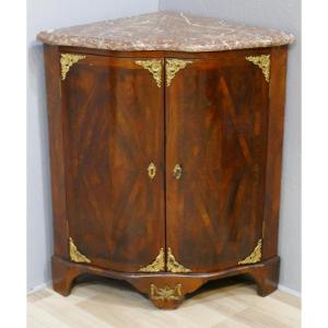 Regency Period Corner Cabinet In Rosewood Marquetry And Gilt Bronze, 18th Century