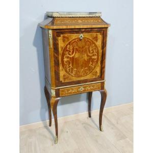 Lady's Secretary In Cabinet, Bonheur Du Jour, Rosewood, Rosewood Marquetry, 19th Century