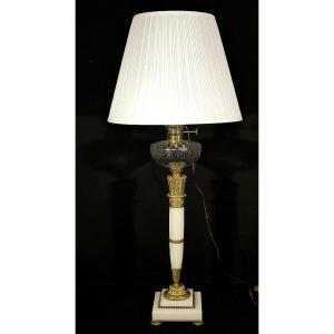 Very Large Louis XVI Style Lamp In Marble And Bronze, 19th Century