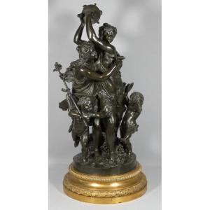 Important Bronze Group, Bacchanal Music And Dance, Schoenewerk And Delafontaine, 19th Century 