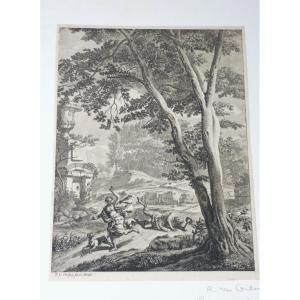 The Flight Of Corisca, Ca. 1695 - 1705 By Richard Van Orley, Etching, 17th Century