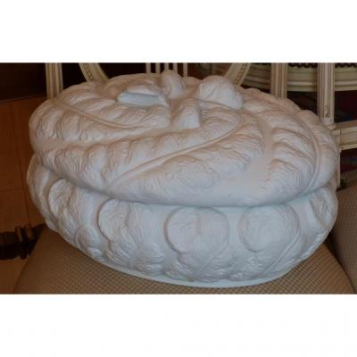 Cabinet, Tureen In Porcelain And Biscuit, Ostrich Feathers, Snake?