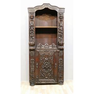 Walnut Bookcase Buffet, 18th Century Woodwork, Italy, Cherubs, Acanthus...
