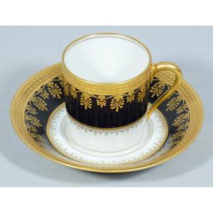 Haviland, Collector's Cup In Oven Blue With Gold Inlay, Limoges Porcelain