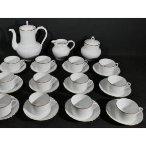Limoges White And Gold Porcelain Tea Service For 12 People