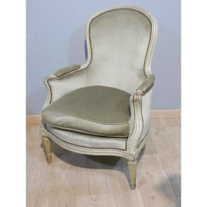 Transitional Period Louis XV-louis XVI Bergère Armchair In Painted Wood, 18th Century