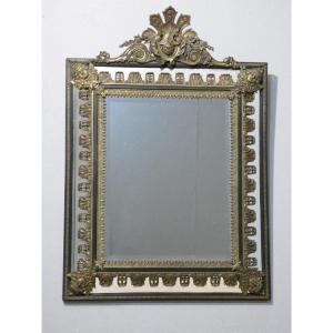 Napoleon III Style Mirror With Rare Bronze Regency-style Ornaments, 19th Century