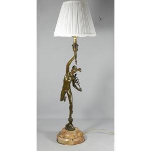 Flying Mercury After Jean De Bologne, Bronze Sculpture Mounted As A Lamp, 19th Century