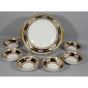 Limoges Porcelain Fruit Or Cream Service, Artois Decoration, Gold Inlay