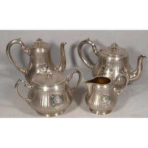 Christofle Guilloché Silver-plated Tea And Coffee Service, Early 20th Century