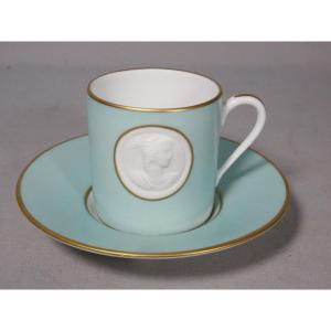 Limoges Porcelain Collector's Cup, Antique-style Biscuit Profile, Raynaud Manufactory