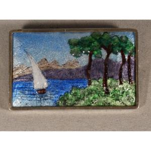 Limoges Enamel Brooch Painted On Copper, Signed G Funck