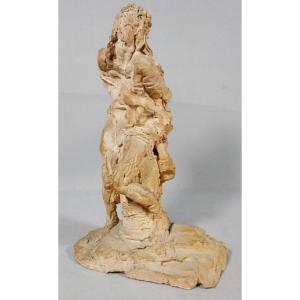 Christ At The Column, Original Terracotta Sculpture By André Vermare (1869-1949)