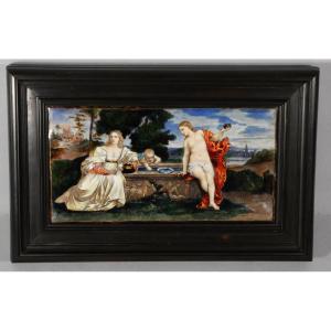 étienne Marie Alfred Garnier, Enamel After Titian, Sacred Love Profane Love, 19th Century