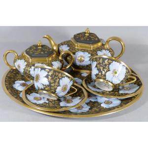 Hand-painted Porcelain Tête-à-tête Service, G. Dumas Limoges, Early 20th Century 