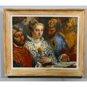 The Wedding At Cana, A Large Oil Painting On Canvas After Veronese, Late 18th Century 