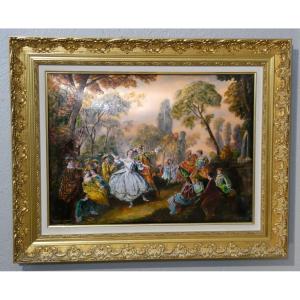 The Dancing Camargo, Limoges Enamel Painting After Nicolas Lancret Pierre Bonnet, Mof