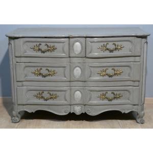 Louis XV Period Painted Wood Crossbow Chest Of Drawers, Mid 18th Century