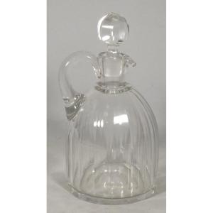 Alcohol Decanter In Cut Crystal With Flat Ribs, 19th Century