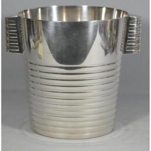 Christofle Luc Lanel, Champagne Bucket, Ondulations Model, Art Deco Period