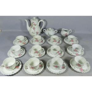 Haviland Torse Eglantine, Coffee Service For 12 In Limoges Bracquemond Porcelain