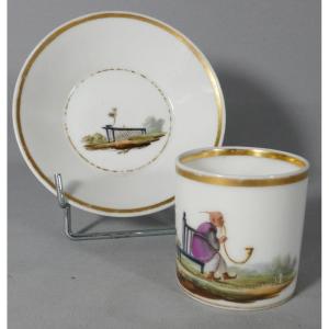 Chinese Smoking His Pipe, Porcelain Cup From Paris, Early 19th Century