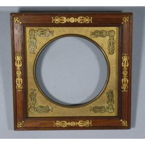 Empire Style Photo Or Miniature Frame In Mahogany And Bronze, Early 20th Century