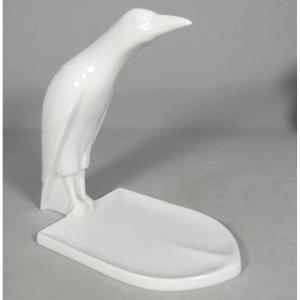 African Robin By Sandoz And Haviland, White Porcelain Statuette, 1922