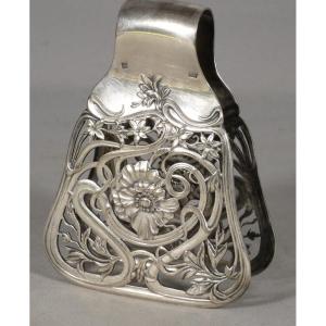 Cailard Bayard Art Nouveau Asparagus Tongs In Silver-plated Metal