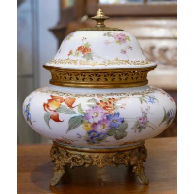 Samson, Vase, Porcelain Pot Cup Hand Painted Hand Flower, XIXth