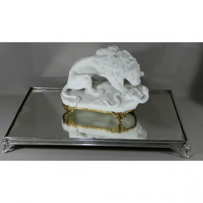 Grand Especially, Center Table Bronze Silver And Mirror Background, XIX Time