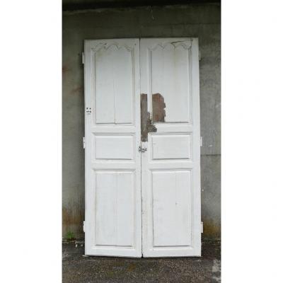 Pair Of Large Painted Cherry Woodwork Doors, Louis XV Period, XVIII Century