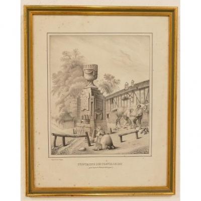 Fontaine Des Fantaisies (porte Tourny In Limoges), Litho Tripon, XIXth