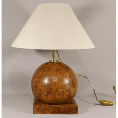 Spherical Amboyna Magnifying Lamp, Around 1925