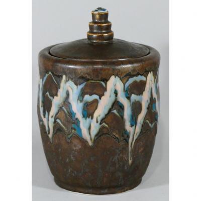Camille Tharaud, Covered Vase, Art Deco Enameled Porcelain, Circa 1925