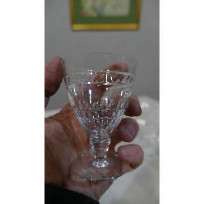 6 St Louis Taillé Crystal Cooked Wine Glasses, Art Deco Period