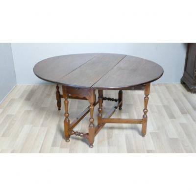 Large Gateleg Table In Oak, England, XIXth Time