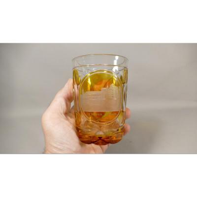Château De Bade, Souvenir Cup XIX In Colored Crystal From Bohemia