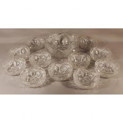 Cream Or Dessert Set In Beveled Crystal, Twentieth Time