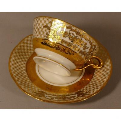Bernardaud, Lamballe, Collection Cup In Golden White Porcelain And Gold Inlay