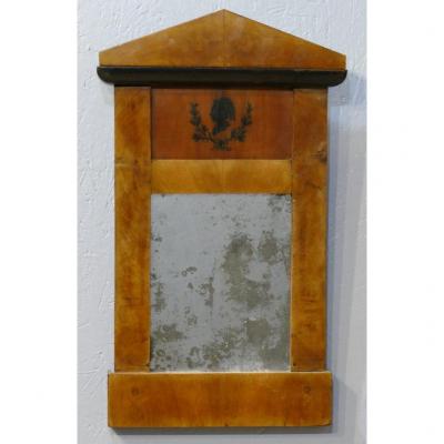 Small Trumeau Or Mirror Between Walnut And Marquetry Profile Of Woman, Directory, XVIII