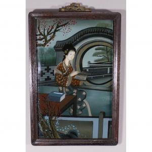 Table Fixed Under Glass, Woman Reading, Japan Early Twentieth