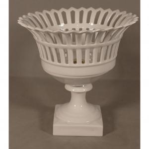 Empire Style Openwork Porcelain Basket Cup Centerpiece