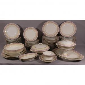 Charles Field Haviland, 69-piece Table Service Decor With Roses, Limoges Porcelain