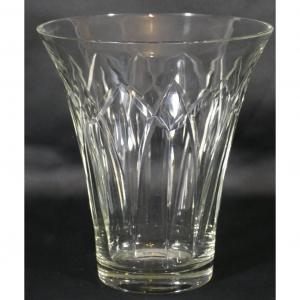 Cut Crystal Vase Lorrain Cross Of Lorraine Bevels, Early Twentieth Time